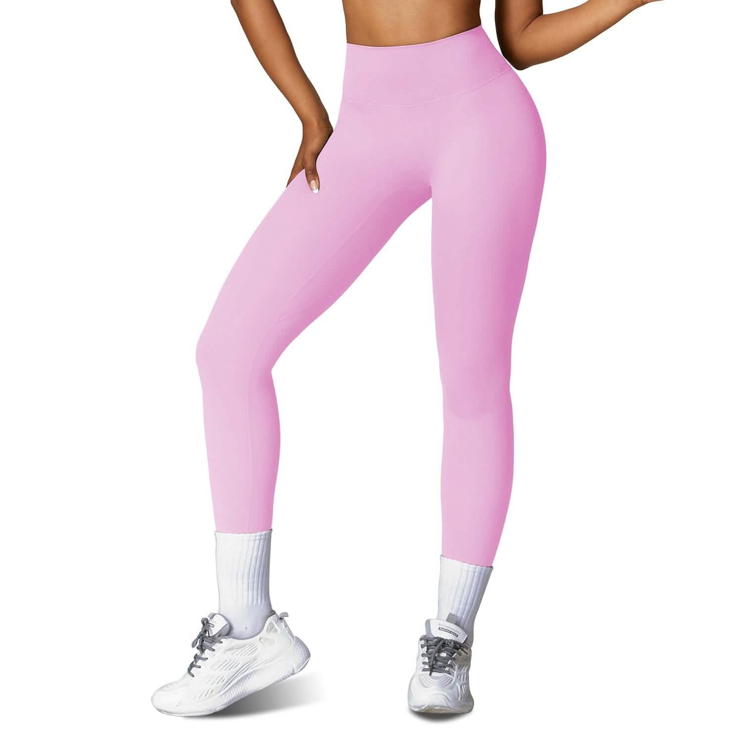 Women's High Waist Workout Leggings Tummy Control Compression with 25" Inseam No Front Seam